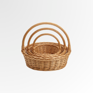 Oval Willow Baskets w/Woodchip Sides, Set of 3