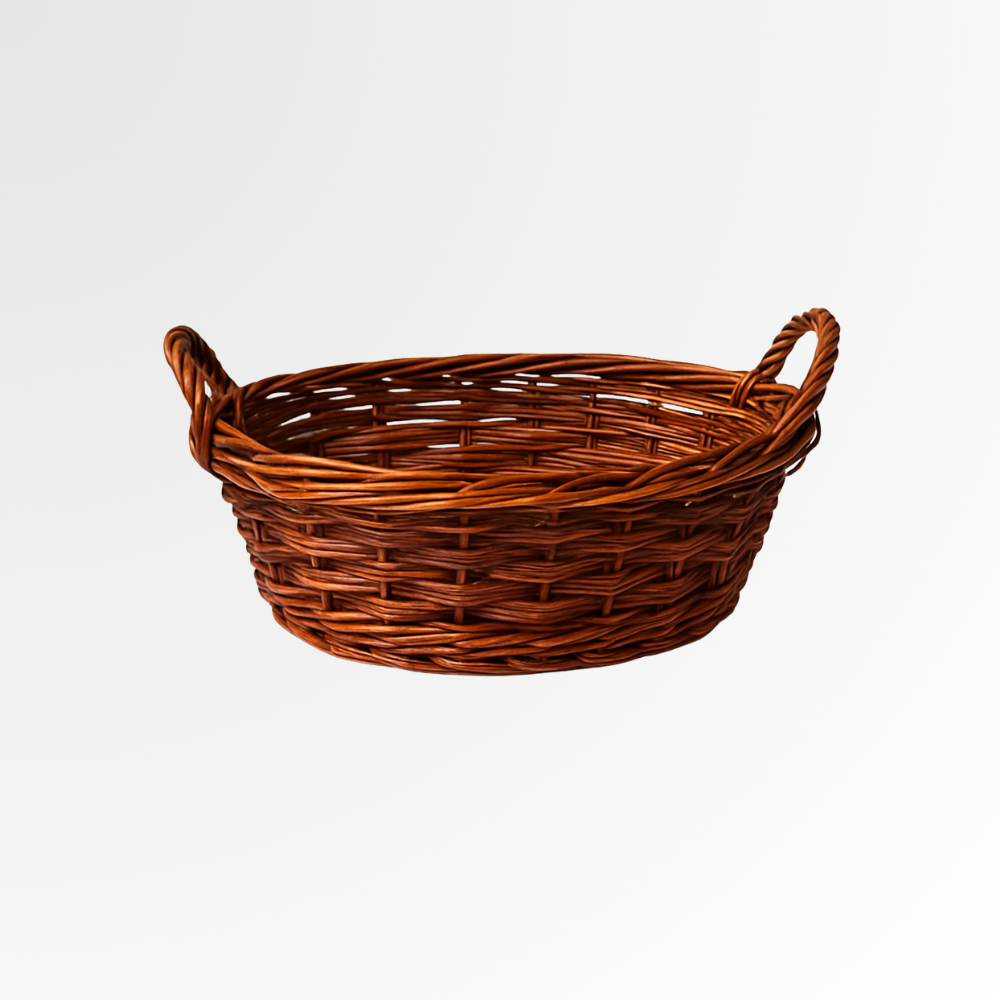 Oval Triple Weave Split Willow Basket w/Side Handles